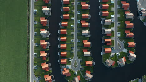 Bird's-Eye-View-Over-Holiday-Resort-Waterstaete,-Ossenzijl,-Overijssel,-The-Netherlands---drone-shot