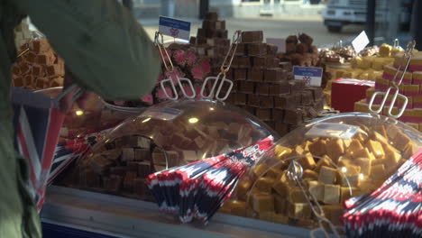 Outdoor-British-themed-sweets-shop-at-festival-in-Helsinki-Finland