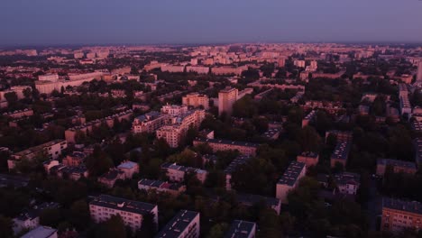 Drone-video-of-a-neighbourhood-in-Warsaw,-Poland