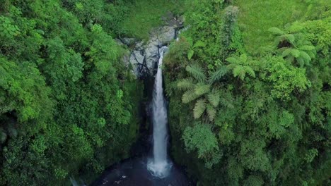Drohnenaufnahme-Der-Naturansicht-Des-Wasserfalls,-Umgeben-Von-Dichten-Bäumen