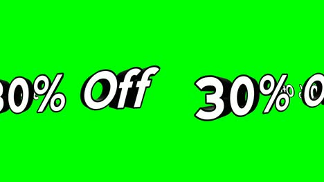 Animation-cartoon-30%-OFF-Running-text-Flat-Style-Promotional-Animation-green-screen-background-4K