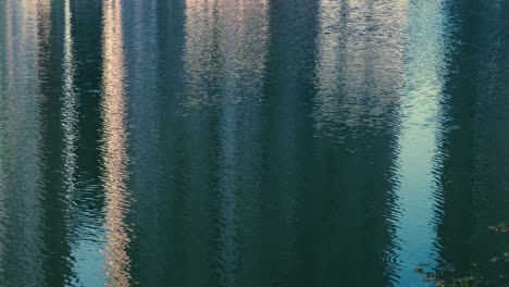 Building-reflection-in-water-ripple-at-lake-background