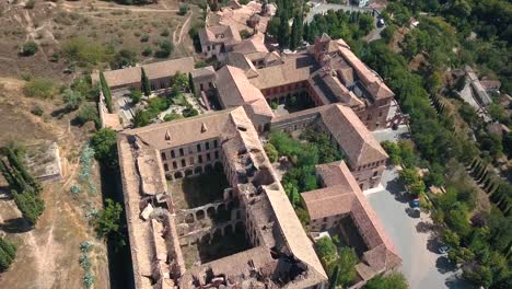 Aerial-view-of-an-old-monastery-in-ruins