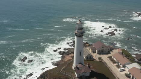 Aerial-of-Pigeon-Point-Lighthouse-on-Pacific-Coast-Highway-near-Half-Moon-Bay-on-California-Coast
