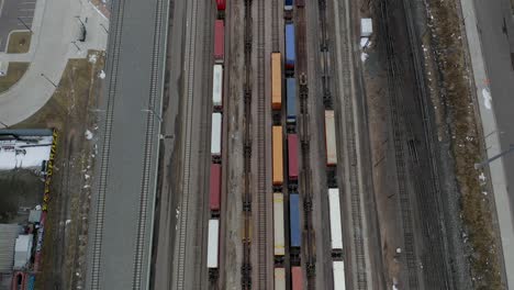 Aerial-top-view-of-trains-and-Denver