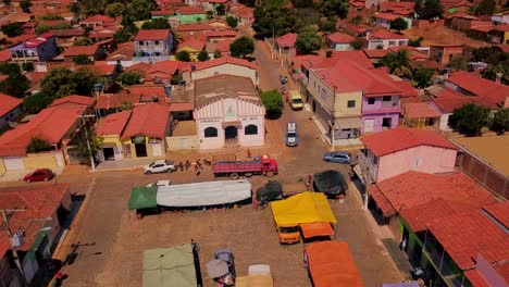 Birds-eye-aerial-view-over-a-rural-town-in-Bahia,-Brazil