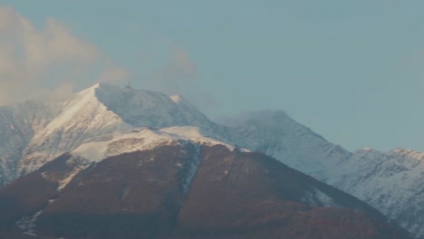 Slow-Pan-Across-Snow-Capped-Alp-Mountain