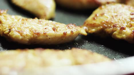 Tasty-fried-chicken-fillet-on-pan-close-up