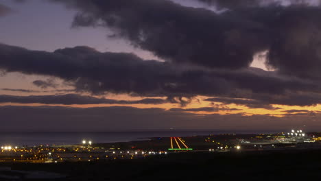 Time-Lapse-Zoom-Out-of-Arrecife-Airport-,-San-Bartolomé,-Las-Palmas,-Lanzarote,-Canary-Islands,-Spain