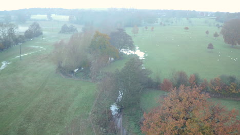 Aerial-view-tracking-a-meander-in-the-River-Stour,-Kent,-UK
