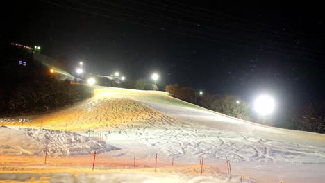 shot-of-snowing-at-the-skii-field-in-Otaru,-Hokkaido,-Japan-[Wide-pan-Shot