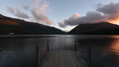 timelaspe---sunset-in-Lake-Rotoiti,-Nelson,-New-Zealand