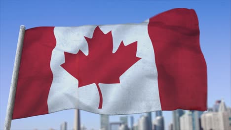 Fully-loopable-CGI-3D-animation-of-Canadian-Flag-fluttering-in-close-up