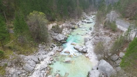 Aerial---Flying-low-above-the-turquoise-color-river
