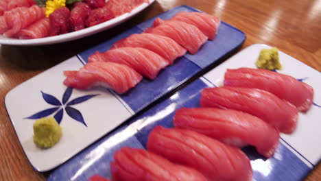 Japanese-cuisine.-A-tuna-fillet-sushi-on-plate