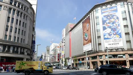 July-31,-2019,-Tokyo,-Japan---A-timelapse-of-Tokyo's-Ginza-shopping-at-Ginza-4-Chome-crossing,-the-landmark-of-Ginza
