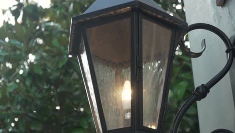 Old-Style-Lantern-Illuminated-in-Late-Afternoon-Close-Up