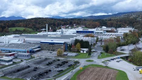 Aerial-view-of-Impol-aluminium-factory,-heavy-metalwork-manufacturing-plant-in-Slovenska-Bistrica,-Slovenia