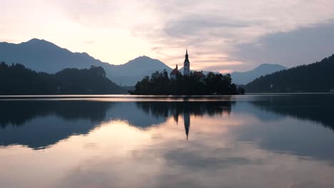 A-beautiful-reflection-of-Lake-Bled-at-sunrise