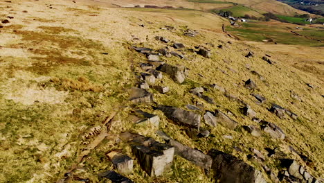 Luftaufnahme-Der-Landschaft-Im-Marsden-Moor,-Peak-District-National-Park,-Großbritannien