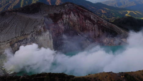 Crater-of-Ijen-volcano,-Java,-Indonesia