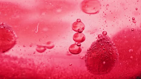 macro-shot-of-sparkling-red-bubbles-falling-to-ground-in-bright-red-water
