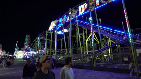 Pan-of-a-Pinfari-RC-48-Rollercoaster-at-The-Florida-State-Fair-at-Night