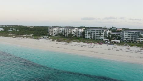 Holiday-resorts-on-the-beach-in-Grand-Turk-Island-in-the-Turks-and-Caicos-Archipelago-at-sunset
