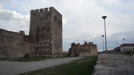 The-southeastern-wall-of-the-fortified-suburb,-Smederevo-Fortress,-Serbia