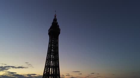 Seaside-landmark-tourist-attraction-Blackpool-tower-silhouette-at-sunrise