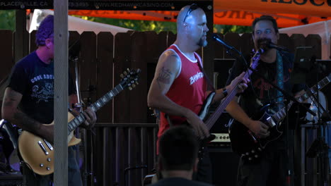 Rock-band-playing-on-stage-at-El-Dorado-County-Fair,-Placerville-California