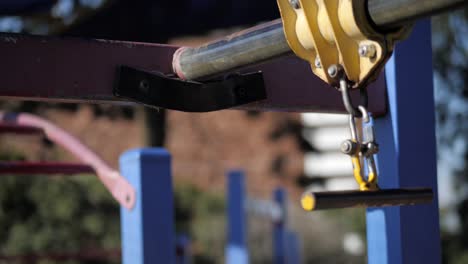 Flying-Fox-Handrail-At-A-School-Playground,-CLOSE-UP