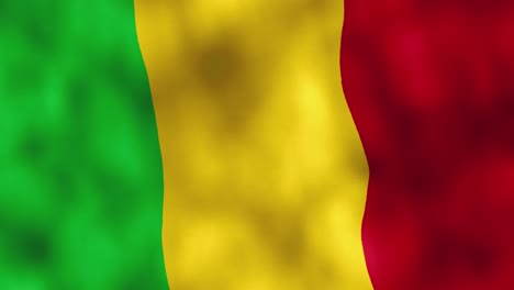 Afrikanisches-Mali,-Moderne-Rote,-Gelbe-Und-Grüne-Flagge,-Die-VFX-Animation-Schwenkt
