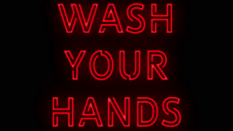 Blinkendes-Rot.-Waschen-Sie-Ihre-Hände.-Das-Covid-19-Coronavirus-Schild-Wird-Mit-Flimmern-Ein--Und-Ausgeschaltet