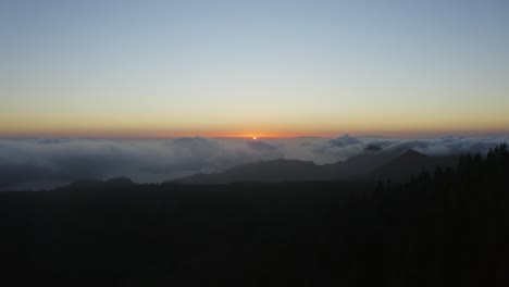 Aerial-view-of-a-sunset-above-the-clouds-at-Tenerife