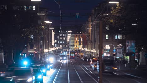 Road-traffic-in-the-evening-on-Munich's-famous-Maximilianstraße