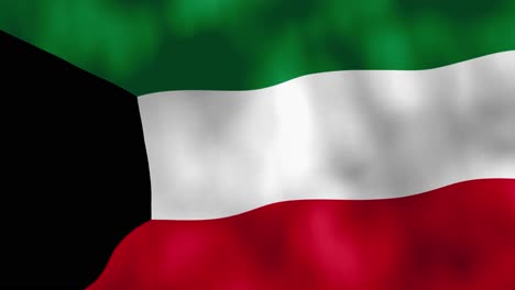 Animación-De-Primer-Plano-De-La-Bandera-Nacional-De-Kuwait,-Ondeando-En-Pantalla-Completa