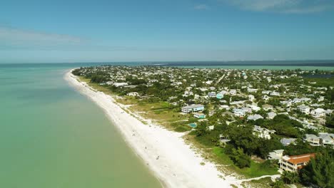 Cinematic-4K-aerial-coming-in-from-the-ocean-to-Holmes-Beach-in-Anna-Maria-Island