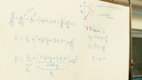 Mathematical-Formulas-And-Equations-Handwritten-On-A-White-Board---Civil-Engineering-Concept---close-up,-slider-right