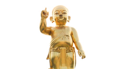 Giant-Golden-statue-of-Baby-Buddha-at-Lumbini,-Nepal