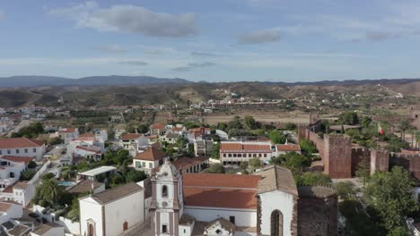 The-beautiful-city-of-Silves-seen-from-the-sky-on-a-beautiful-summers-day,-no-tourists-because-of-Corona-pandemic