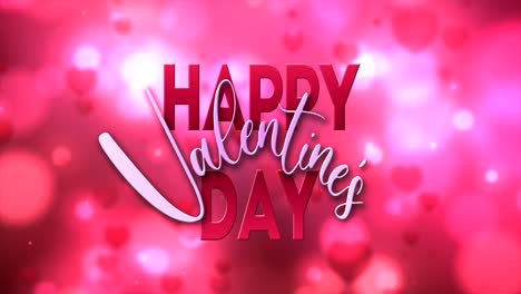 High-quality-seasonal-motion-graphic-celebrating-St-Valentine's-Day,-with-deep-red-pink-color-scheme,-and-shimmering-pulsing-hearts---text-reads-"Happy-Valentine's-Day