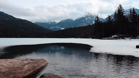 Establishing-static-shot-of-Green-Lake-in-Whistler,-British-Columbia