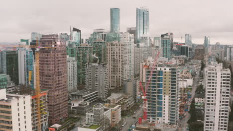 Aerial-view-of-the-dense-downtown-Vancouver-cityscape