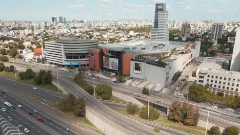 Aerial-view-of-DOT-Baires-shopping-mall-revealing-General-Paz-avenue