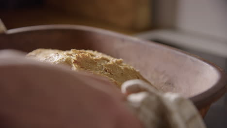 BAKING---Freshly-baked-sourdough-bread,-slow-motion-close-up