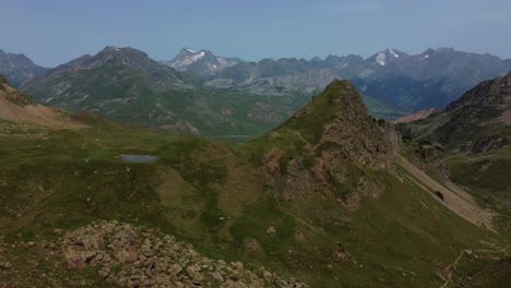 Panoramic-view-from-a-drone-of-mountains-in-the-Pyrenees