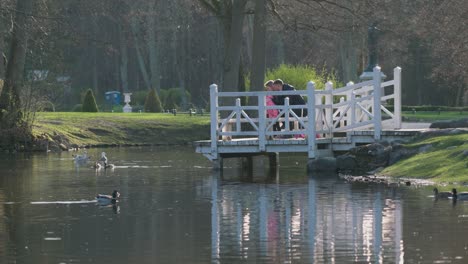 Family-Feeding-Ducks-in-Birute-Park-in-Palanga-on-Sunny-Spring-Day