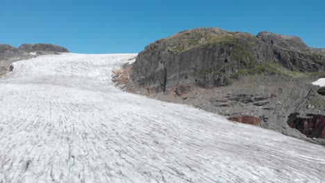 Luftaufnahme:-Rückzug-Des-Gletschers-In-Den-Norwegischen-Bergen,-Globale-Erwärmung,-Klimawandel