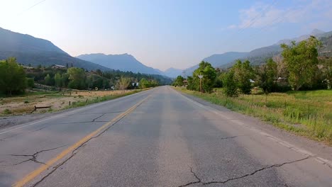 POV-while-driving-on-Highway-550-through-Uncompahgre-River-valley-near-Ouray-Colorado